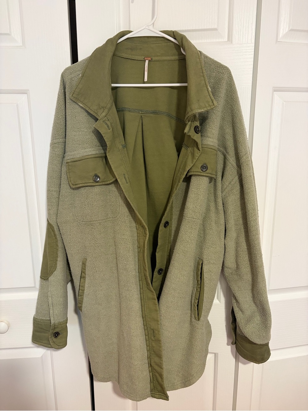 Free People Olive Green Fleece Shacket